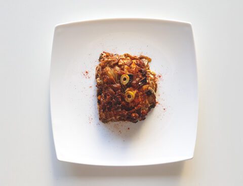 Lasagna vegana de berenjenas y muzzarella de maní