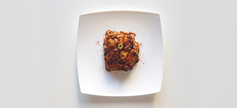 Lasagna vegana de berenjenas y muzzarella de maní