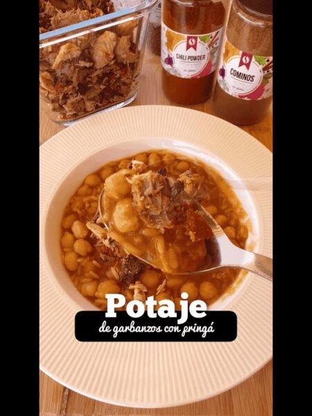 Potaje de garbanzos y pringá