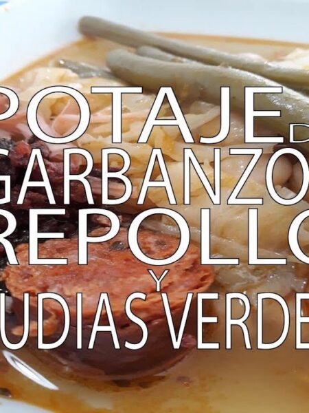 Potaje de Garbanzos, Repollo y Judías verdes en Olla Exprés Fácil y Rápido