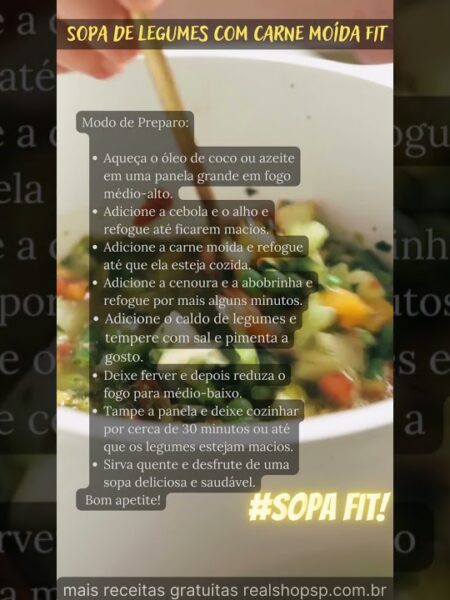 Sopa de legumes com carne moída fit - Sopa fit fitness - #sopa #fit #fitness