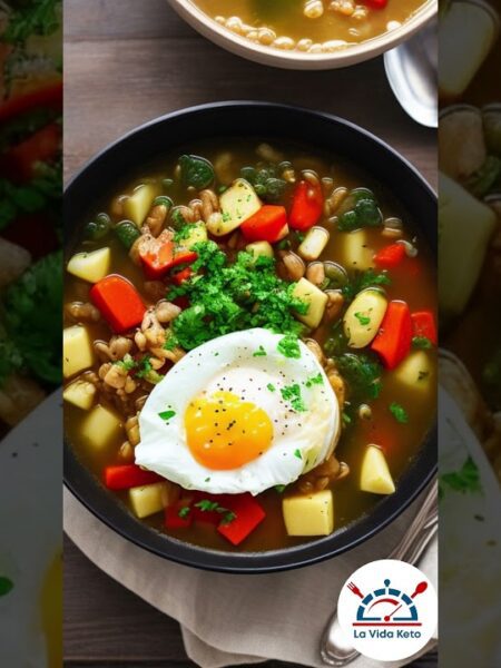 ¡Deliciosa Sopa de Verduras con Huevo Poché! ¡Sabor Casero y Nutritivo! #dietaketo #recetas