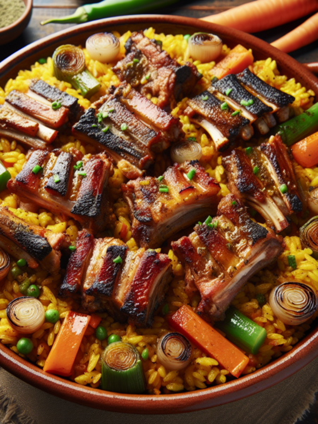 Arroz con costillejas y verduras al estilo casero