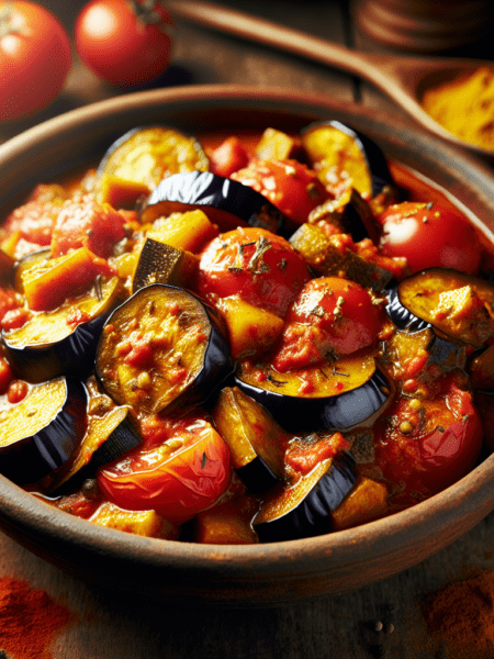 Estofado de berenjena con tomate y especias
