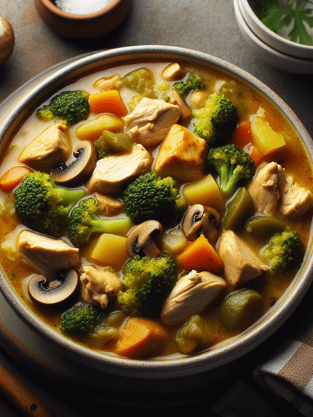 Guisado de Pollo con Brócoli y Champiñones