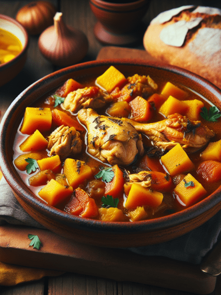 Estofado de pollo y calabaza