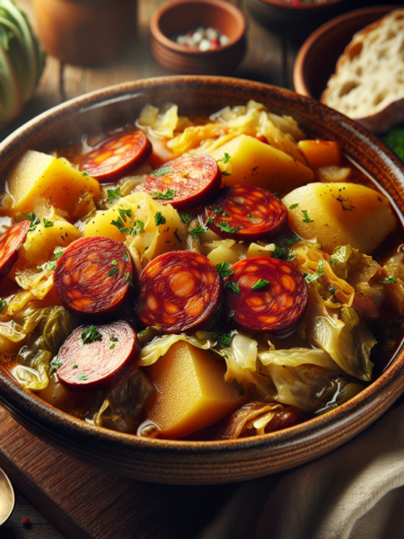 Delicioso guisado de col con chorizo y papas