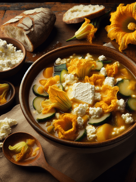 Clásico guisado de flor de calabaza con queso Panela