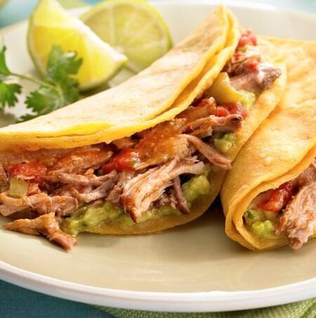 Tacos de Guisado de Cerdo en Salsa de Naranja y Chipotle