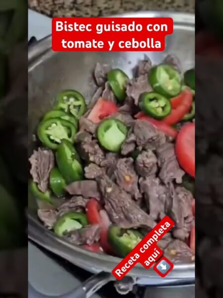 Guisados de Carne: Delicioso bistec a la guisado con tomate y cebolla | #bistec #carnederes #shorts
