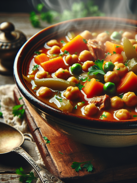 Potaje de garbanzos con verduras y carne: Delicioso plato tradicional para calentar el alma