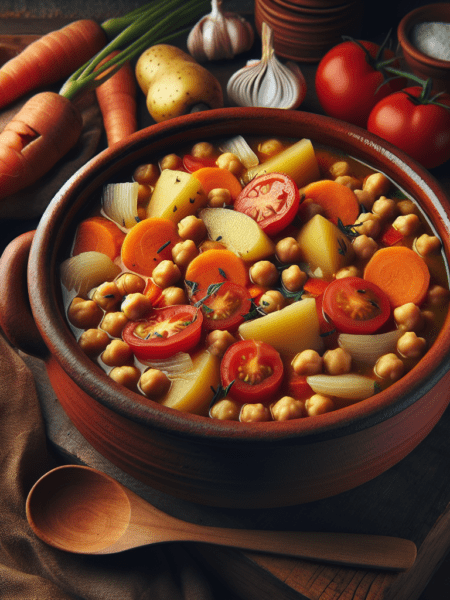 Potaje de garbanzos con verduras al estilo tradicional