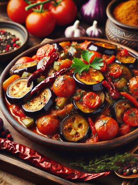 Deliciosas berenjenas estofadas con tomate y especias