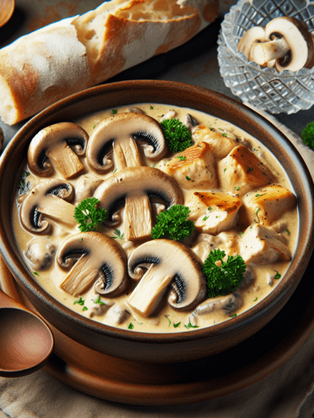Estofado cremoso de champiñones y pollo