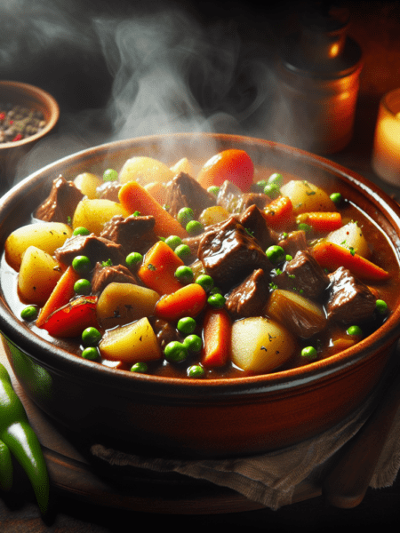 Estofado de carne con verduras y patatas al estilo casero