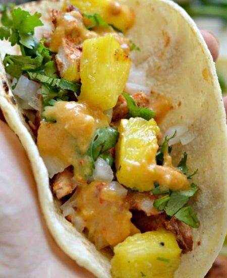 Tacos de Guisado al Pastor con Piña Asada