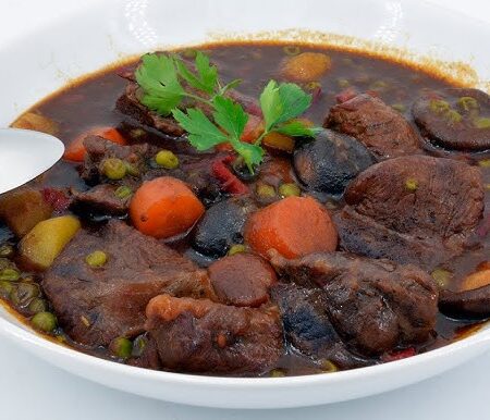 estofado de ternera con champiñones y cerveza negra