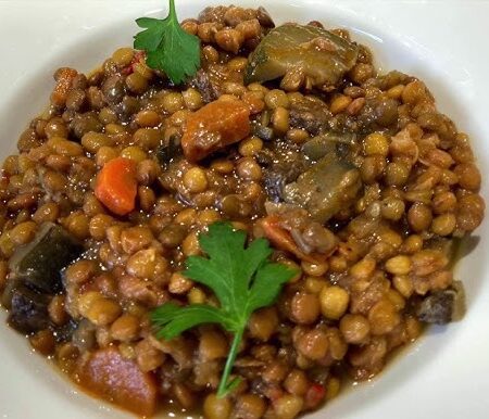 guiso de lentejas estofadas con verduras