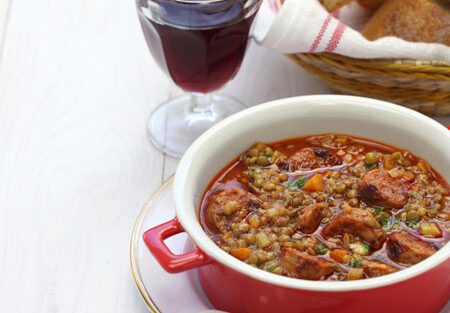 lentejas con chorizo y verduras a la cazuela