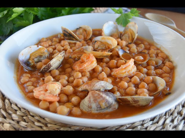 potaje de hinojos con almejas y gambas