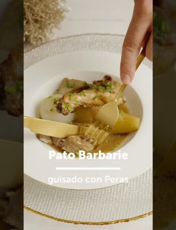 Pato Barbarie guisado con peras