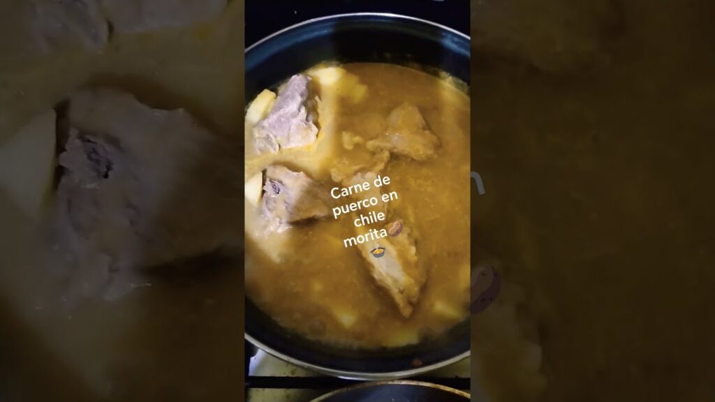 Guisado de puerco en chile morita, receta casera mexicana