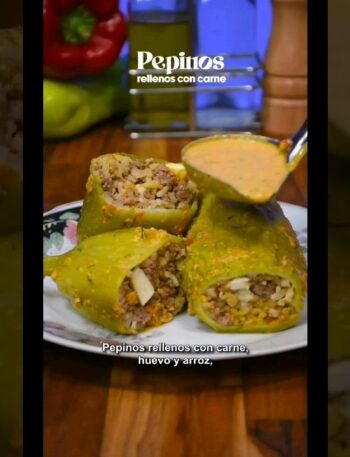 Pepinos rellenos con carne, huevos y arroz, una opción súper nutritiva y económica para tu almuerzo