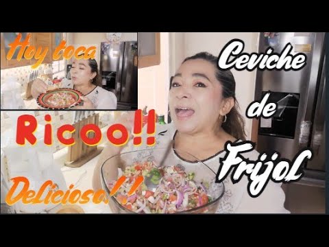 CEVICHE DE FRIJOL, Receta económica y rendidora, receta sin carne, tienes que probarla!
