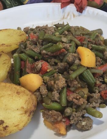 Guiso de porotos verdes con zapallo - Del Jardín a la olla