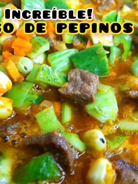 PEPINOS EN SALSA, GUISADOS CON CARNE, RECETA SALUDABLE, SENCILLA Y FÁCIL PARA 6 PERSONAS, deliciosos